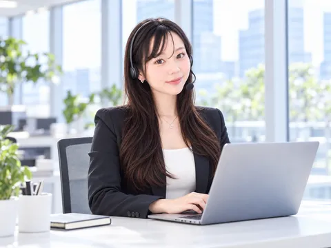 PCでオンライン相談に対応する女性のイメージ
